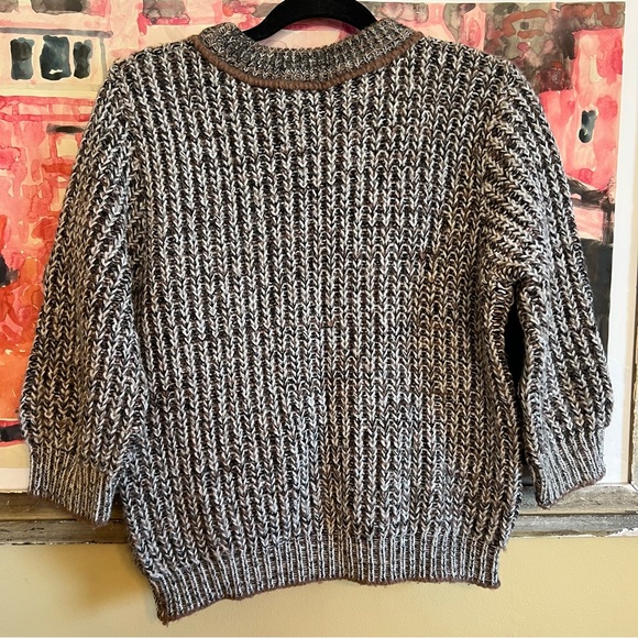 Vintage Cropped Acrylic Sweater Brown Chunky Knit Casualon Peter Freund - Picture 7 of 9